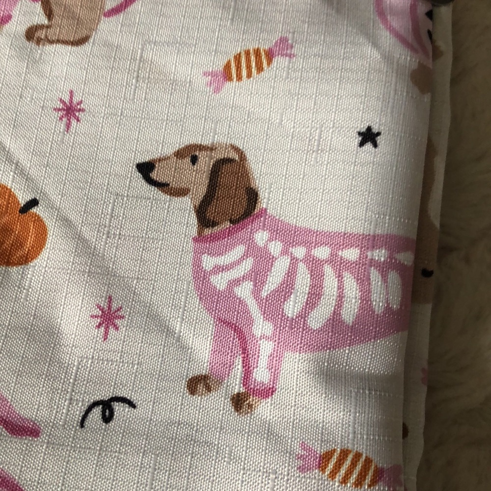 Halloween Mixed Breed Dog Print Shower Curtain - Pink - Picture 3 of 9